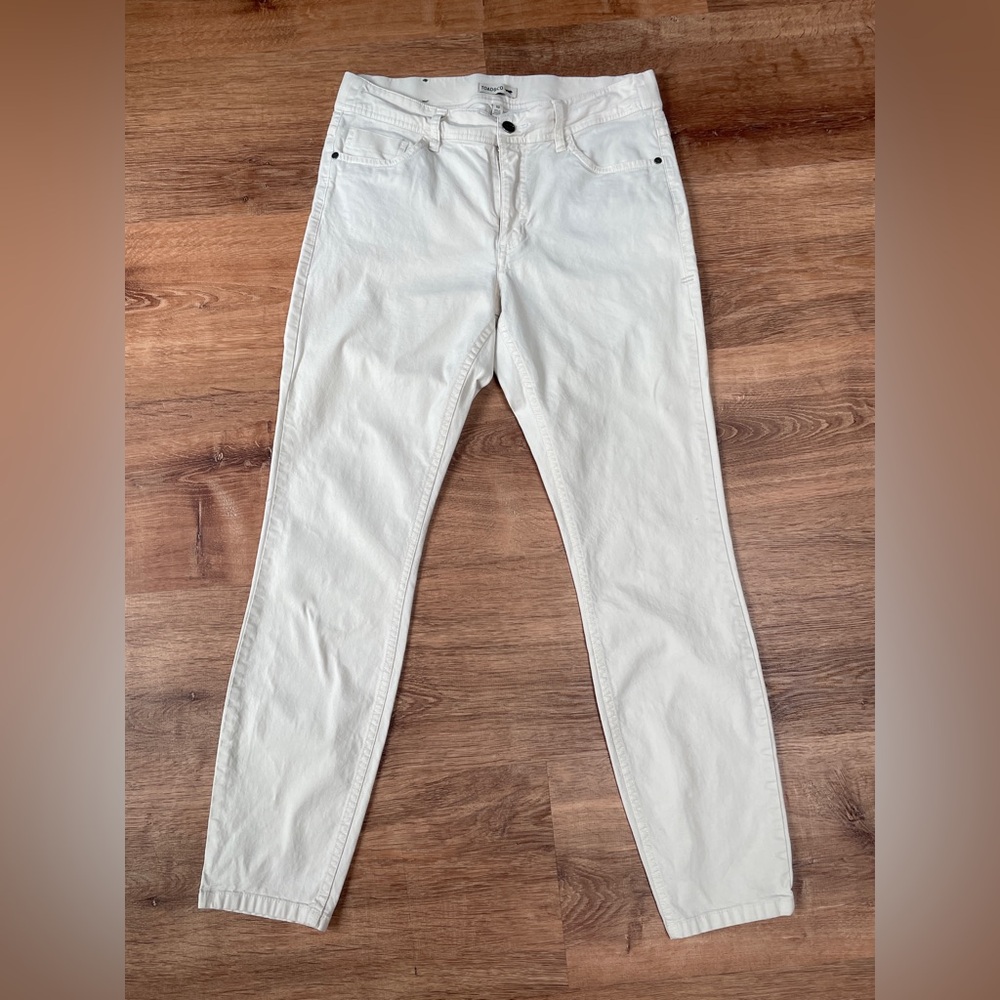 Toad & Co womens skinny pants size 10 off white organic cotton sustainable‎